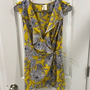 Floral Wrap Blouse in Yellow and Blue